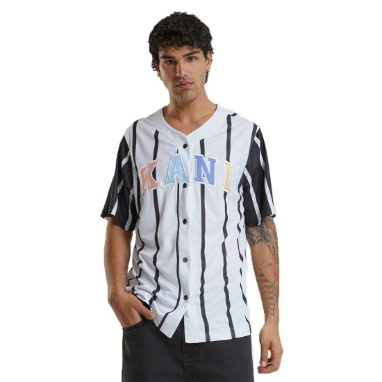Karl Kani Ανδρικό κολεγιακό πουκάμισο Serif Striped Block Baseball Shirt